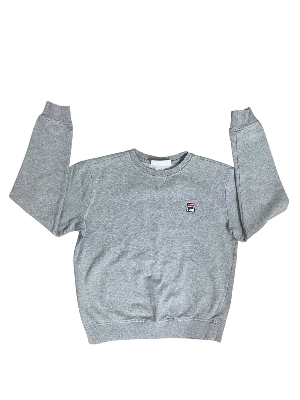 FILA Crewneck Pullover Sweatshirt Gray Logo Solid Long Sleeve Men’s S Regular